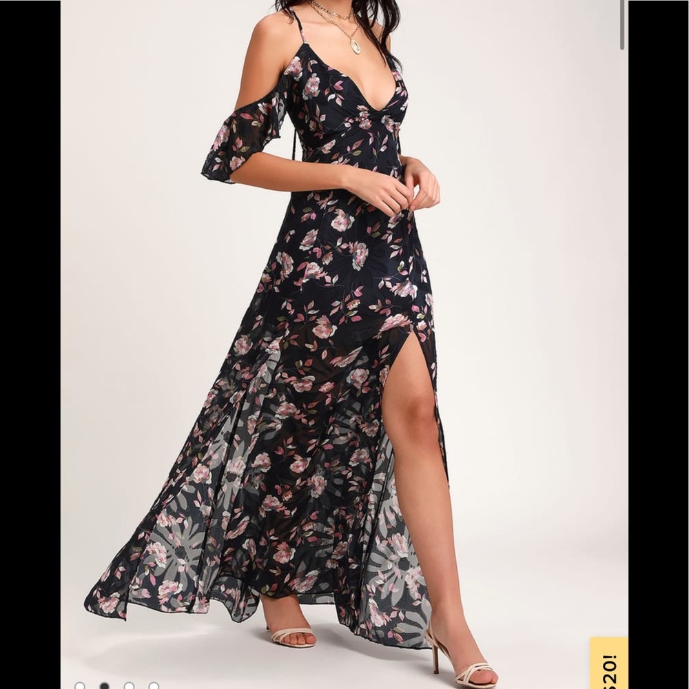 Lulus Abundant happiness navy floral dress